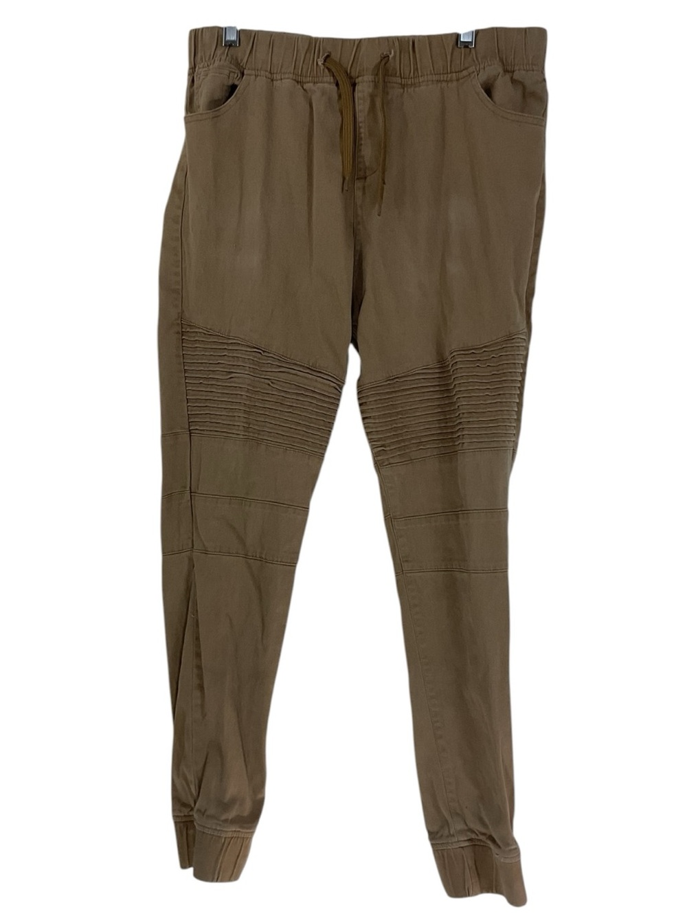 Denim & Rivets Men’s XL Brown Moto Jogger Pants Ribbed Knee Tapered Leg